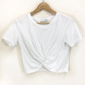 Aritzia Wilfred free White knotted Crop Top